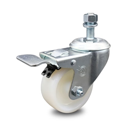 Service Caster 3 Inch Nylon Wheel Swivel 1/2 Inch Threaded Stem Caster Total Lock Brake SCC SCC-TSTTL20S314-NYS-121315